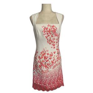 Balizza New Pink White Lace Floral Tank Bodycon Mini Dress 38 Small $363